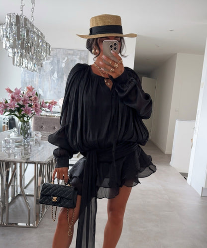 Velvet | Women's Luminous Black Velvet Mini Dress
