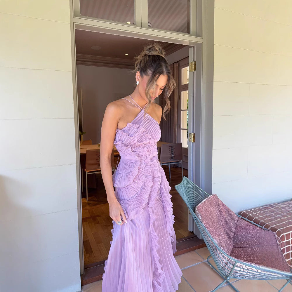 Opal | Women's Elegant Halter Neck Lotus Summer Maxi Dress