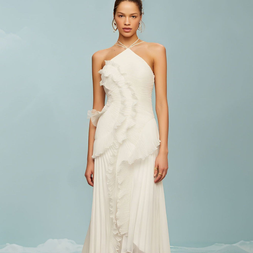 Opal | Women's Elegant Halter Neck Lotus Summer Maxi Dress