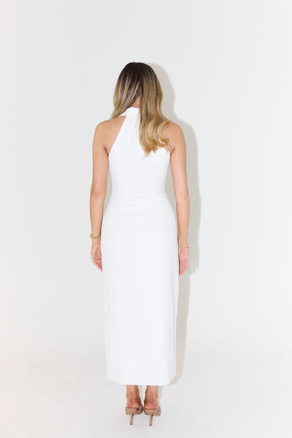Donna | Women's Sleek Halter Plunging Midi Dress
