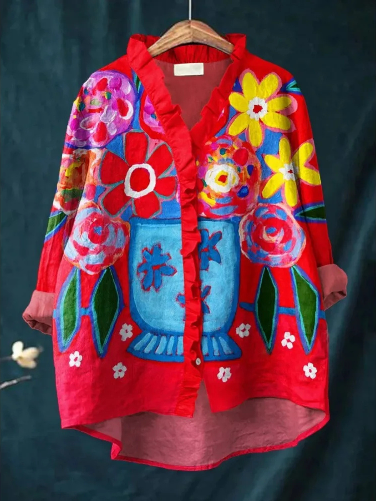 Valencia | Vibrant Bloom Ruffle Blouse