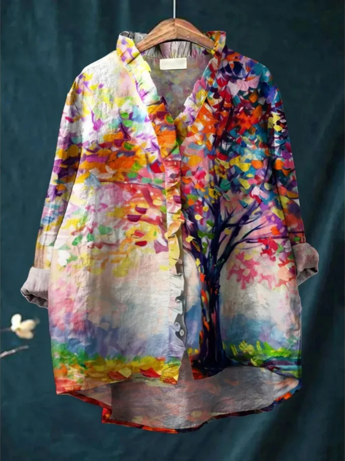 Aurora | Painted Tree Ruffle Blouse