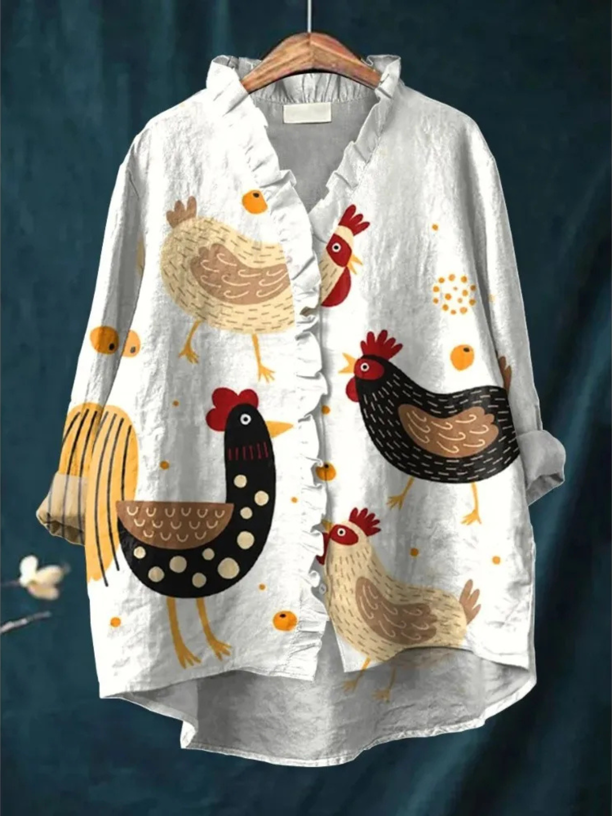 Clara | Rustic Hen Art Ruffle Blouse