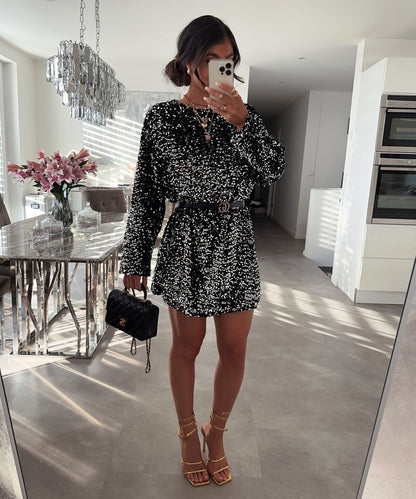 Harper | Women's Sterling Shimmer Sequin Shift Mini Dress