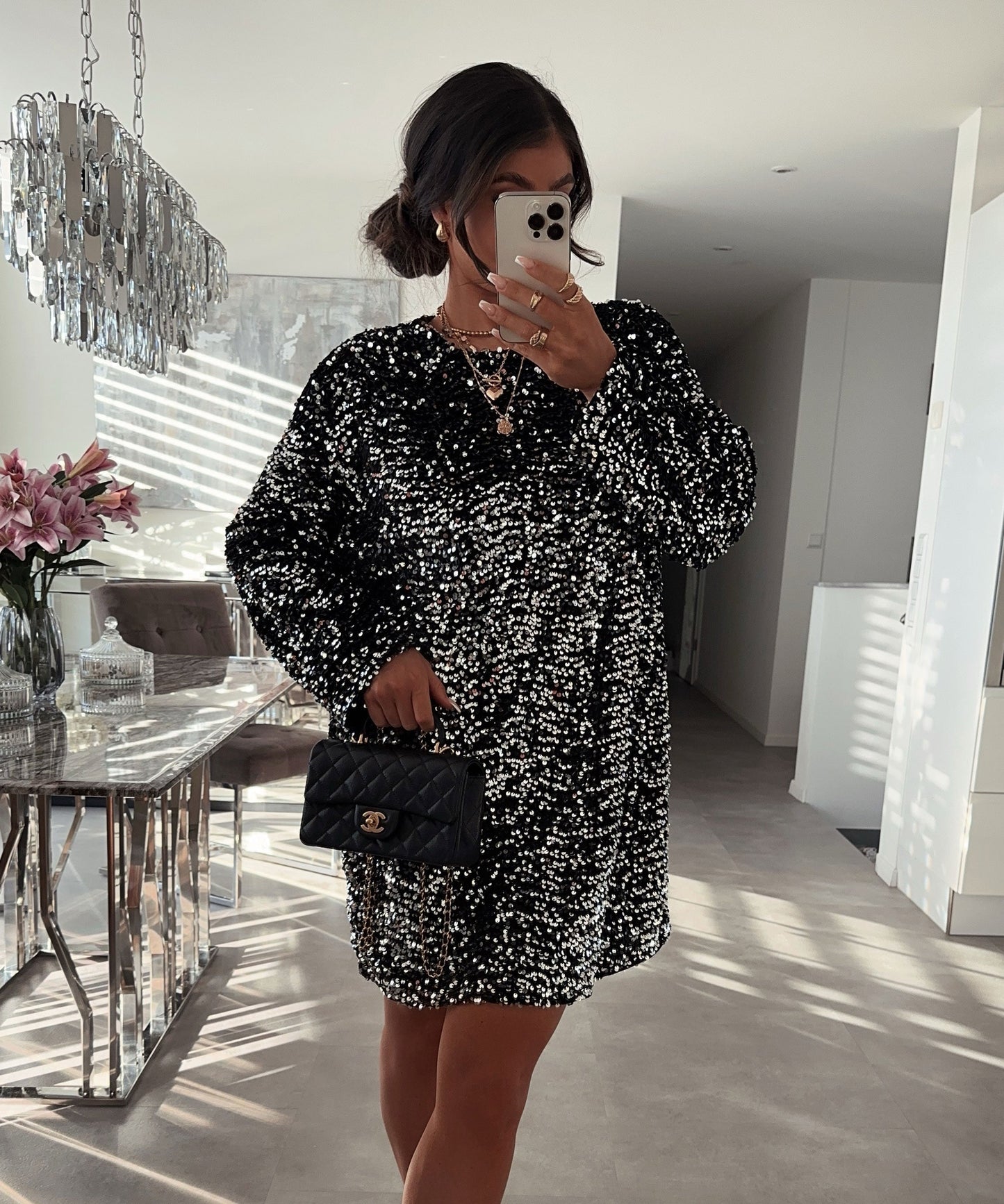 Harper | Women's Sterling Shimmer Sequin Shift Mini Dress