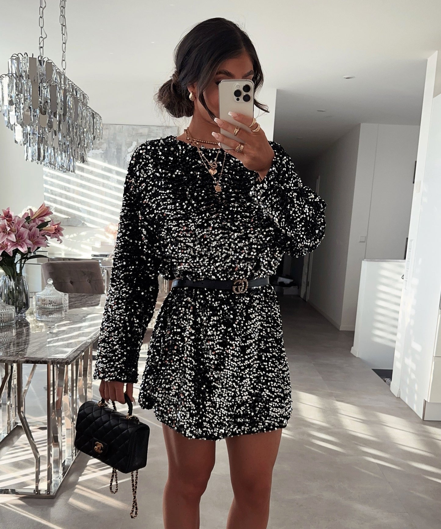Harper | Women's Sterling Shimmer Sequin Shift Mini Dress