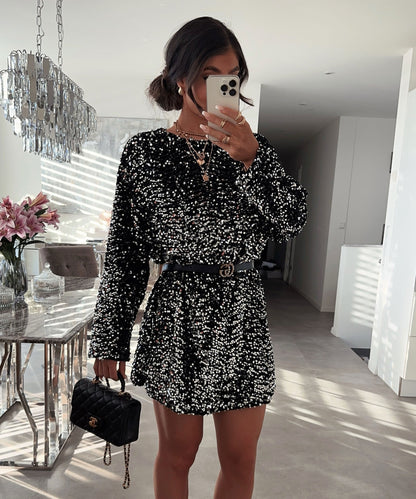 Harper | Women's Sterling Shimmer Sequin Shift Mini Dress