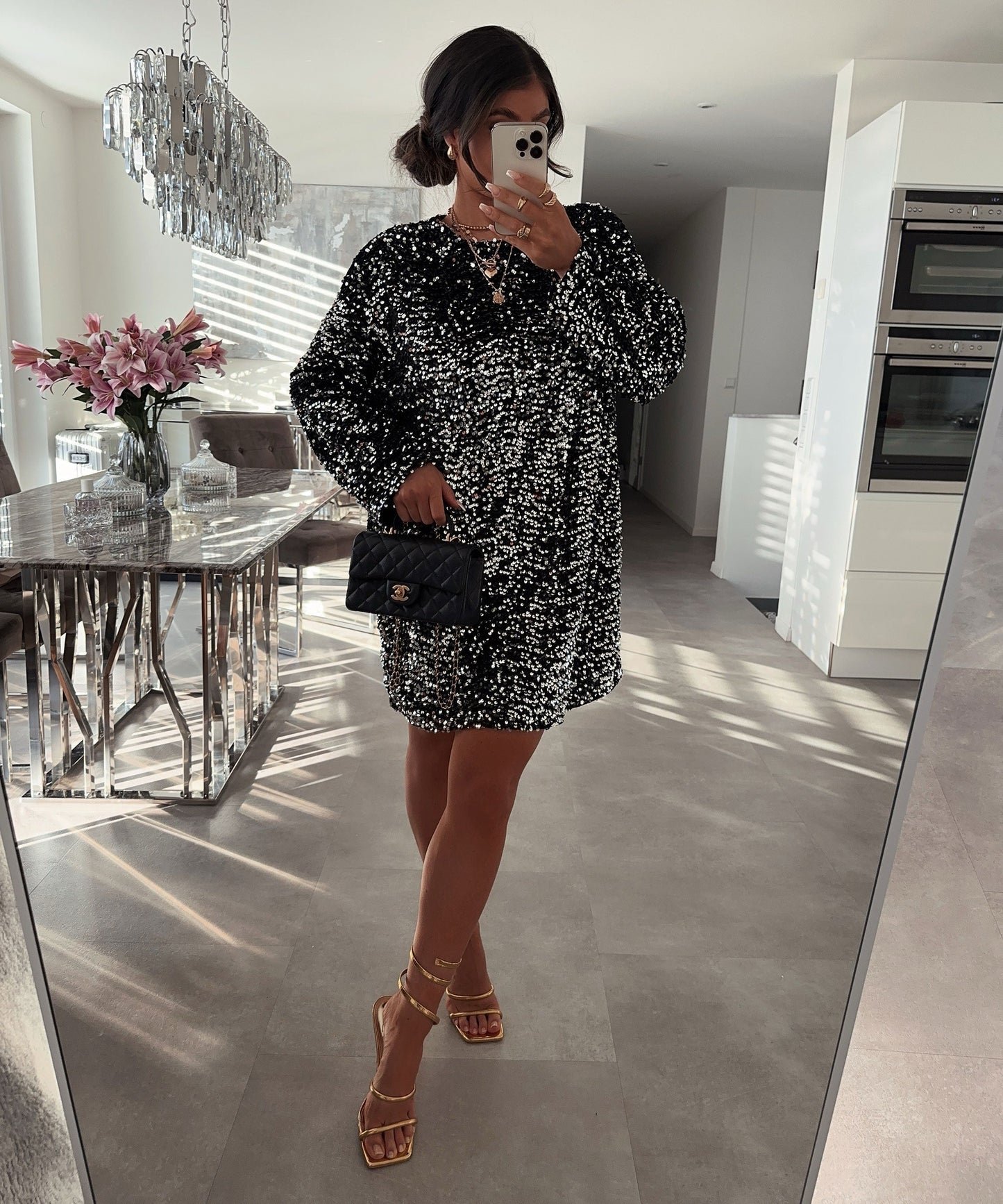 Harper | Women's Sterling Shimmer Sequin Shift Mini Dress