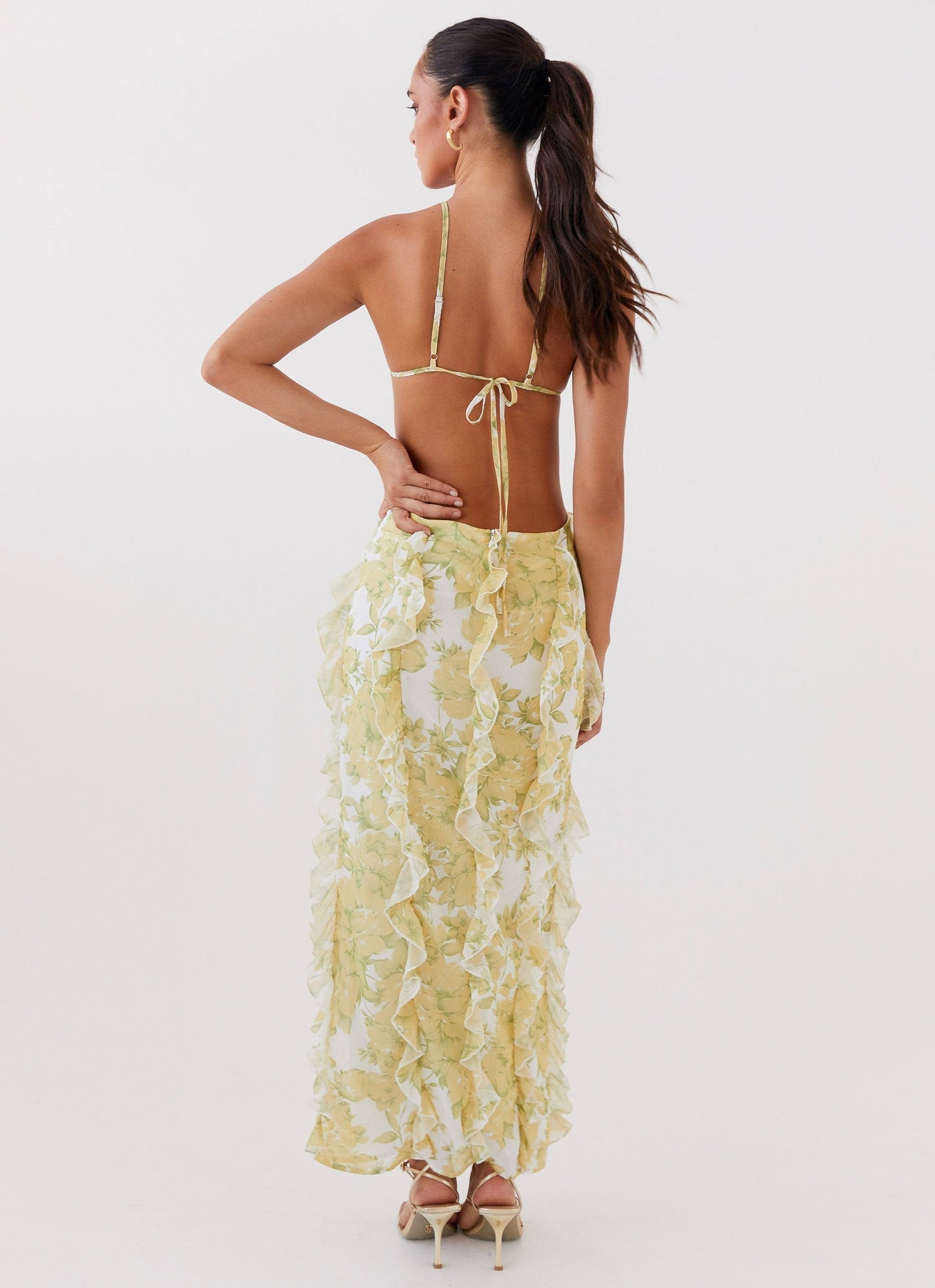 Marly | Women's Halter Tie-Front Floral Maxi Dress