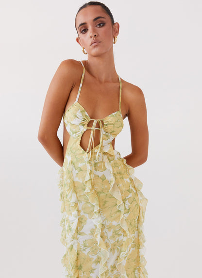 Marly | Women's Halter Tie-Front Floral Maxi Dress