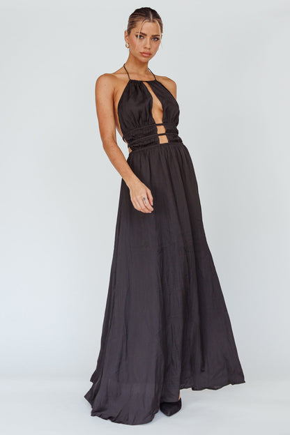 Elo | Women's Striking Plunge Cutout Maxi Dress