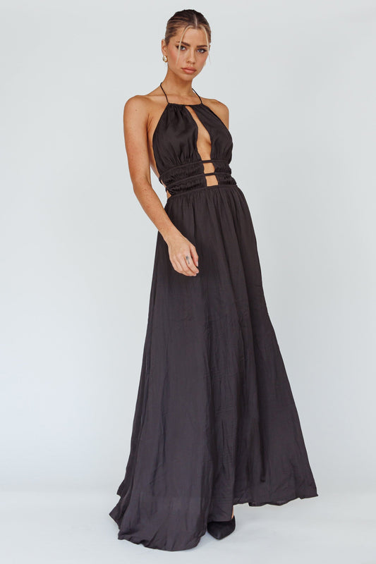 Elo | Women's Striking Plunge Cutout Maxi Dress
