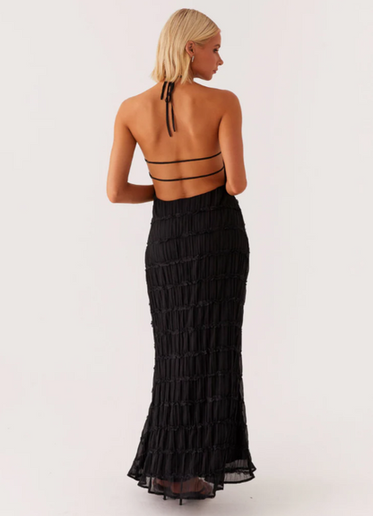Lorne | Chic Fully Lined Textured Halter Maxi Dress
