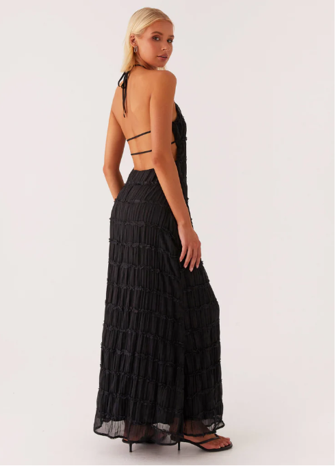 Lorne | Chic Fully Lined Textured Halter Maxi Dress