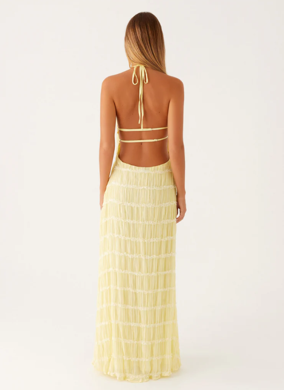 Lorne | Chic Fully Lined Textured Halter Maxi Dress