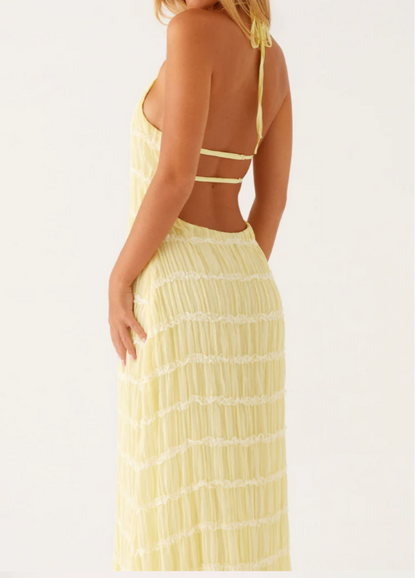 Lorne | Chic Fully Lined Textured Halter Maxi Dress