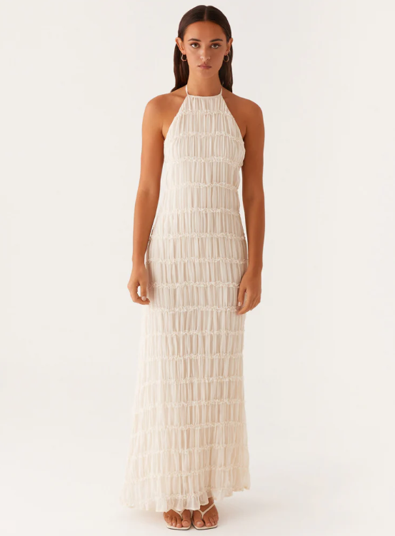 Lorne | Chic Fully Lined Textured Halter Maxi Dress
