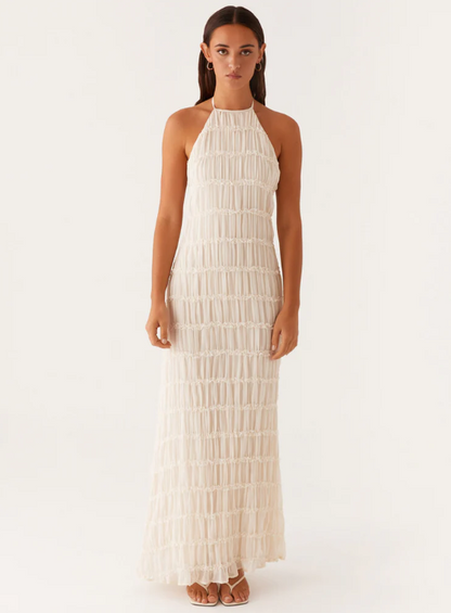 Lorne | Chic Fully Lined Textured Halter Maxi Dress