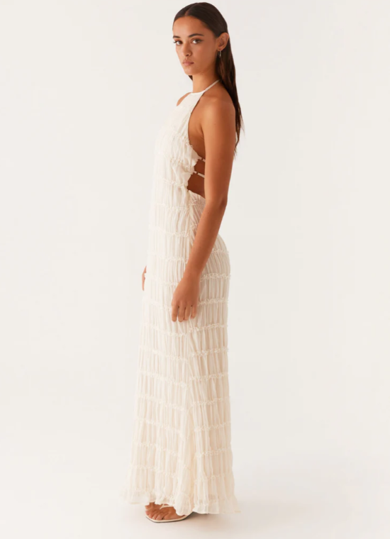 Lorne | Chic Fully Lined Textured Halter Maxi Dress