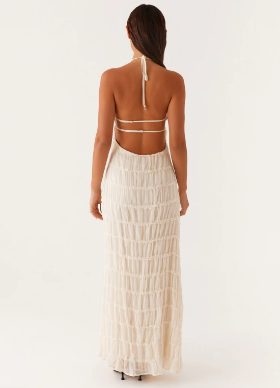 Lorne | Chic Fully Lined Textured Halter Maxi Dress