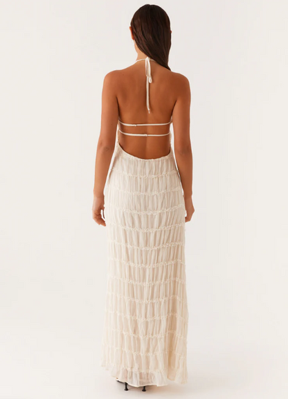 Lorne | Chic Fully Lined Textured Halter Maxi Dress