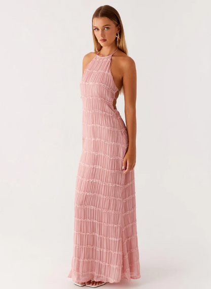 Lorne | Chic Fully Lined Textured Halter Maxi Dress