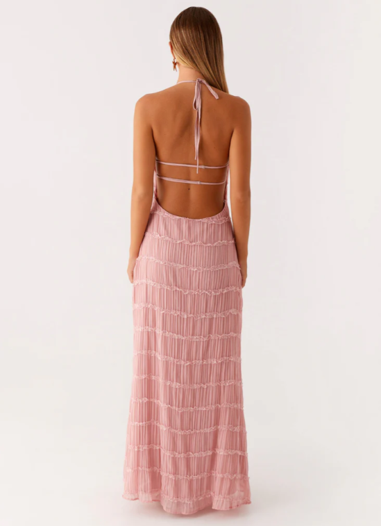 Lorne | Chic Fully Lined Textured Halter Maxi Dress
