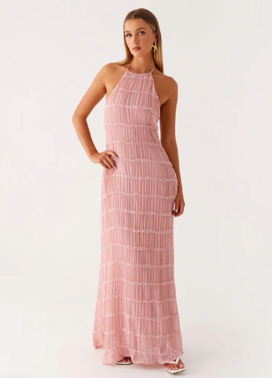 Lorne | Chic Fully Lined Textured Halter Maxi Dress