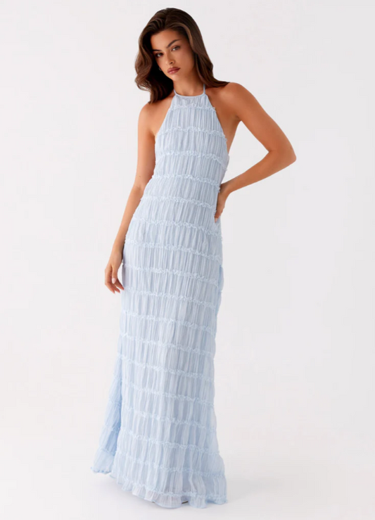 Lorne | Chic Fully Lined Textured Halter Maxi Dress