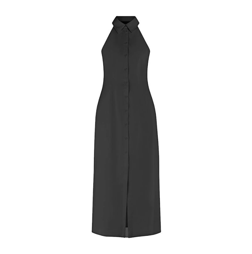 Donna | Women's Sleek Halter Plunging Midi Dress