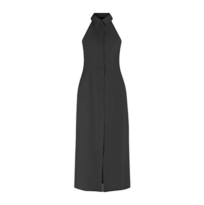 Donna | Women's Sleek Halter Plunging Midi Dress