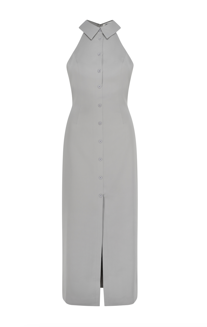 Donna | Women's Sleek Halter Plunging Midi Dress