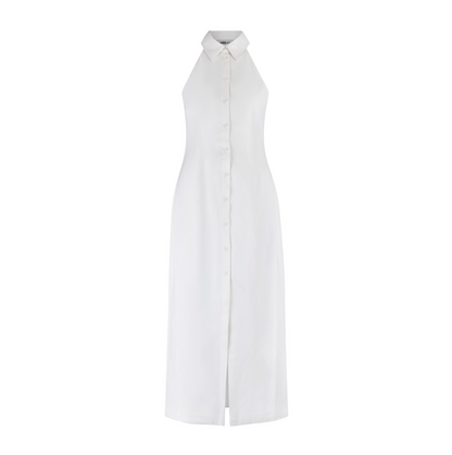 Donna | Women's Sleek Halter Plunging Midi Dress
