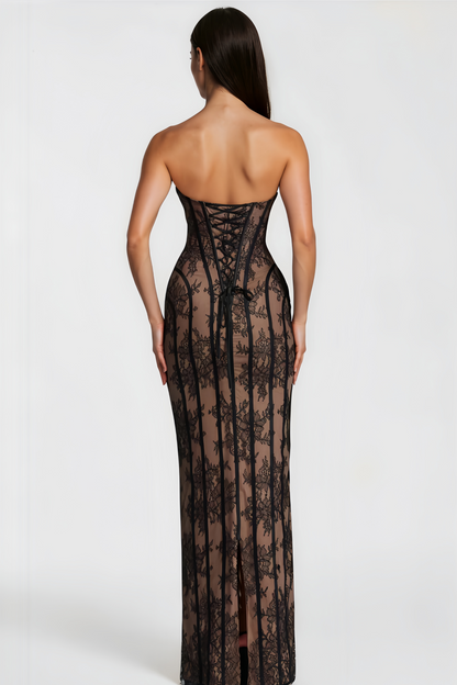 Urszula | Women's Strapless Boned Lace Maxi Dress