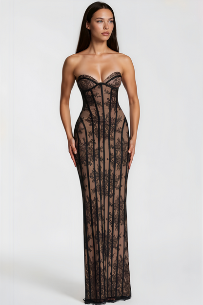 Urszula | Women's Strapless Boned Lace Maxi Dress