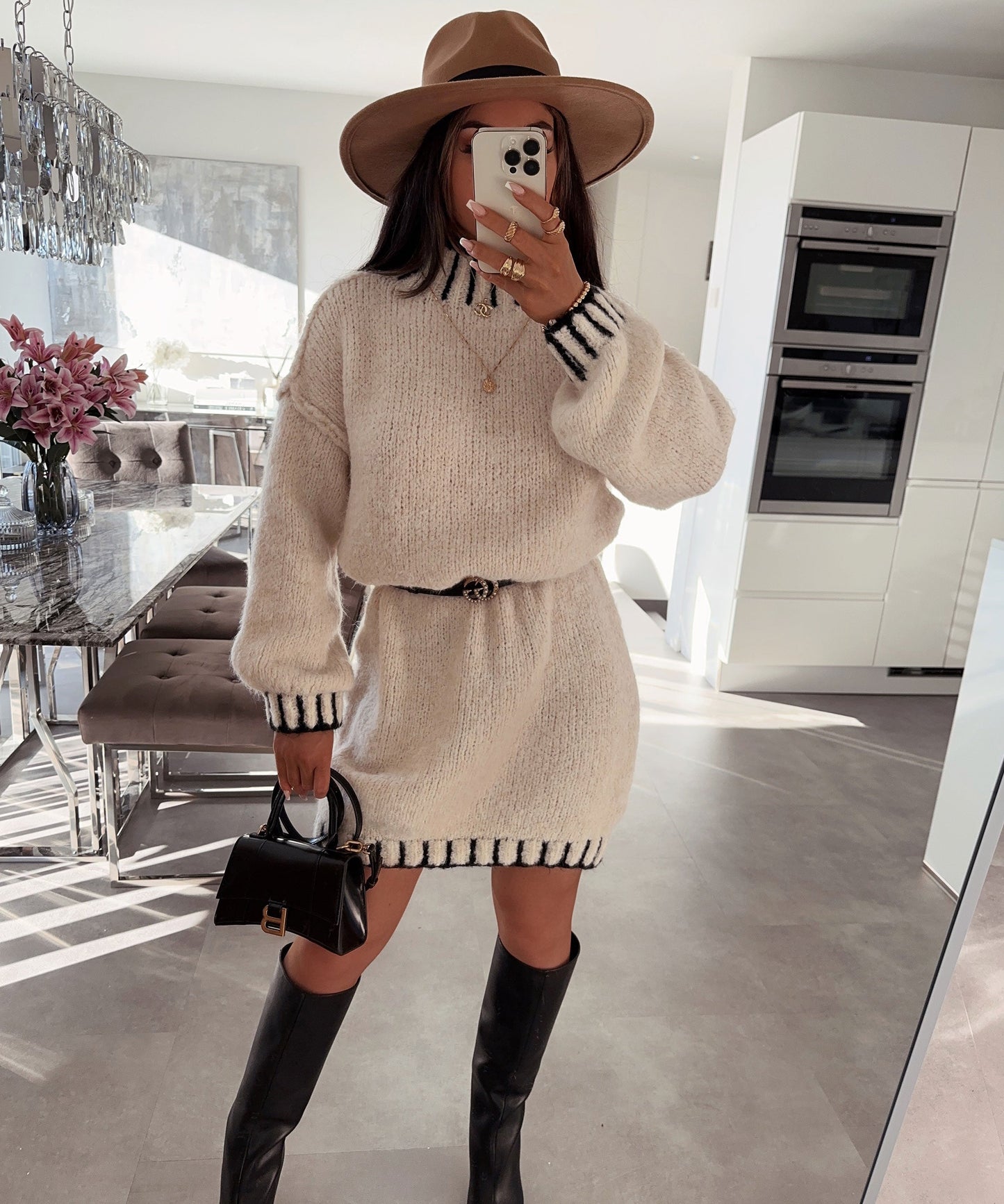 Maeve | Women's Cozy Knit Mock-Neck Midi Dress