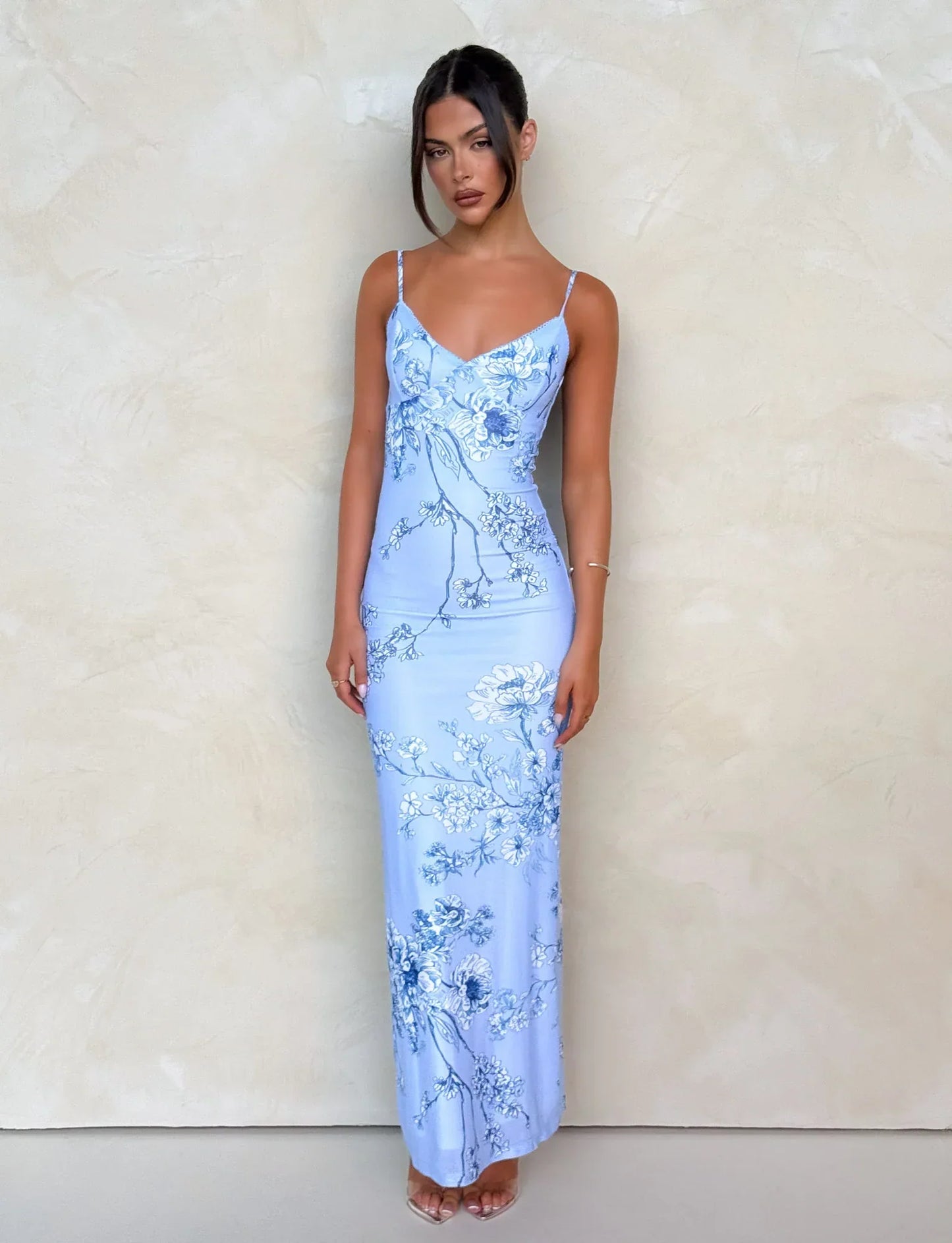 Julie | Women's Rose Stripe Effortless Maxi Dress