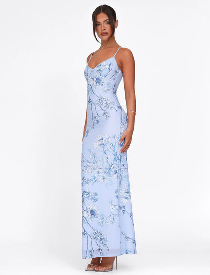 Julie | Women's Rose Stripe Effortless Maxi Dress
