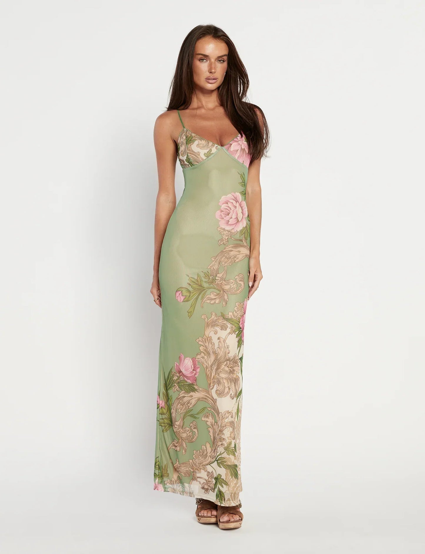 Julie | Women's Rose Stripe Effortless Maxi Dress