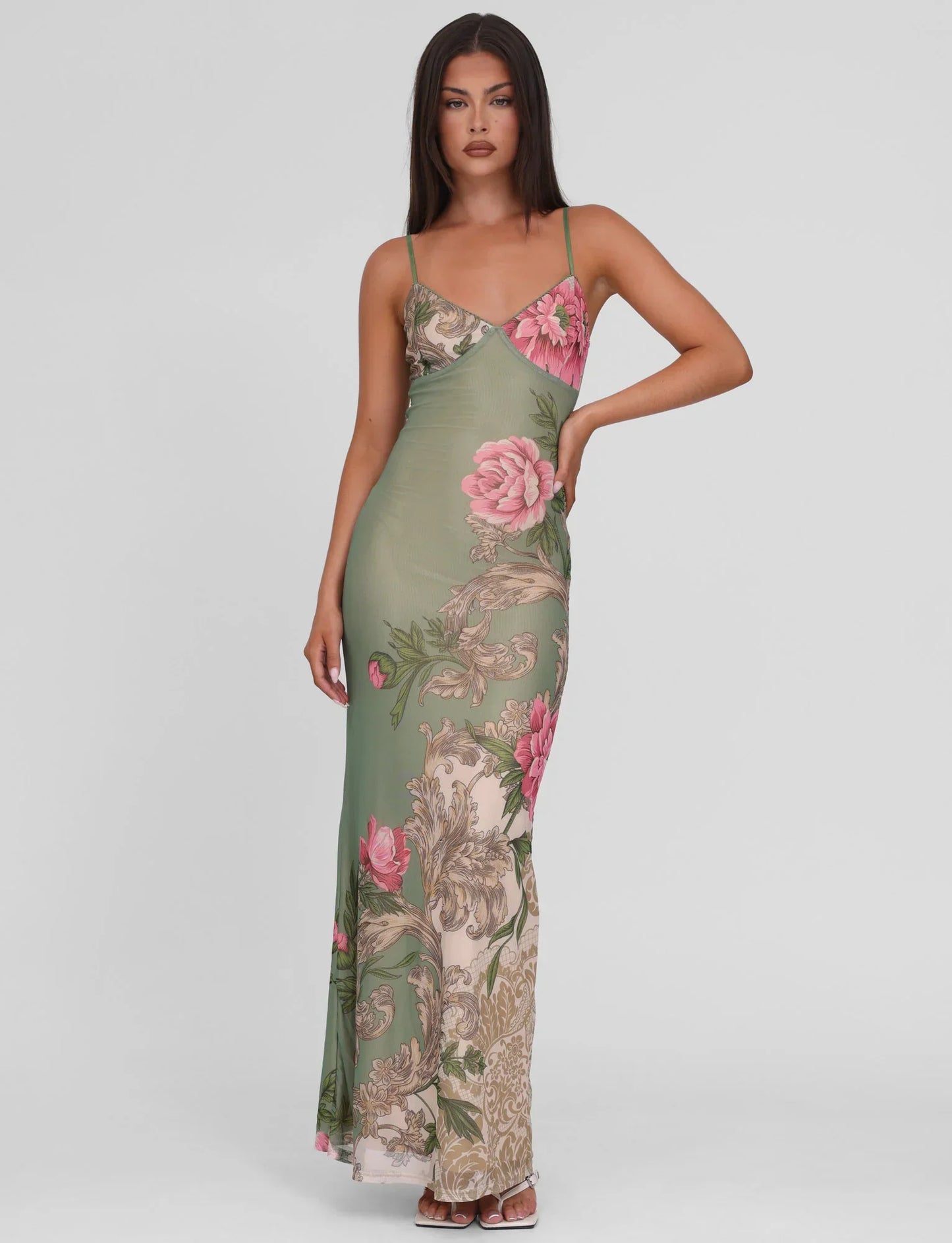 Julie | Women's Rose Stripe Effortless Maxi Dress