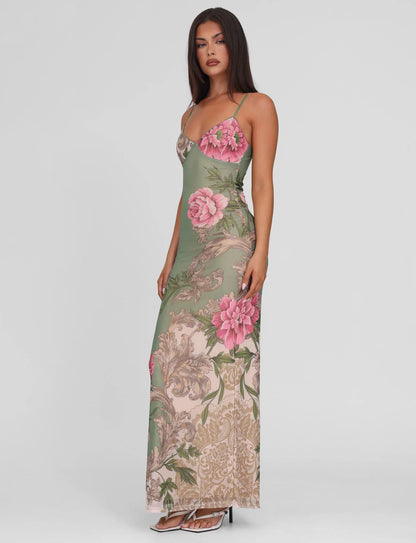 Julie | Women's Rose Stripe Effortless Maxi Dress