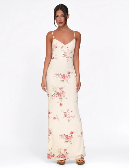 Julie | Women's Rose Stripe Effortless Maxi Dress