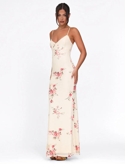 Julie | Women's Rose Stripe Effortless Maxi Dress