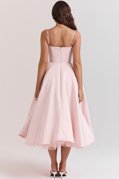 Daisy | Women's Structured Corset Satin Midi Dress