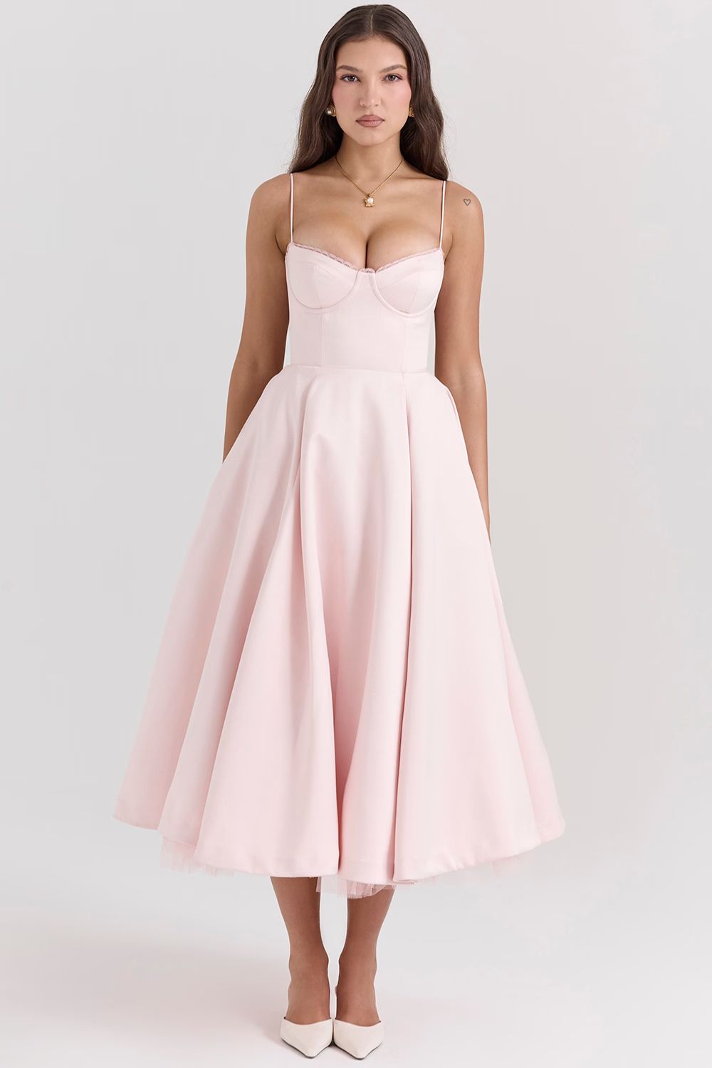 Daisy | Women's Structured Corset Satin Midi Dress