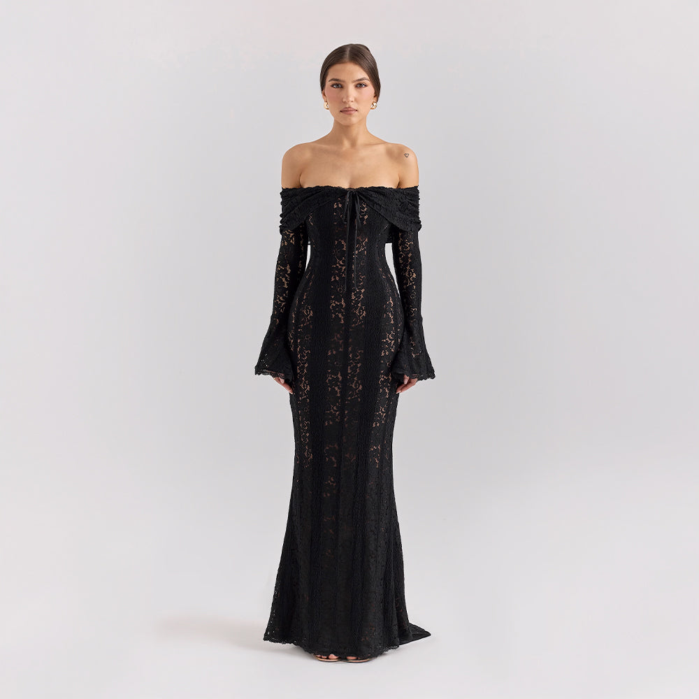 Lissy | Women's Lace Off-Shoulder Bell-Sleeve Maxi Dress