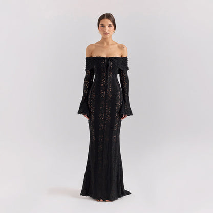 Lissy | Women's Lace Off-Shoulder Bell-Sleeve Maxi Dress