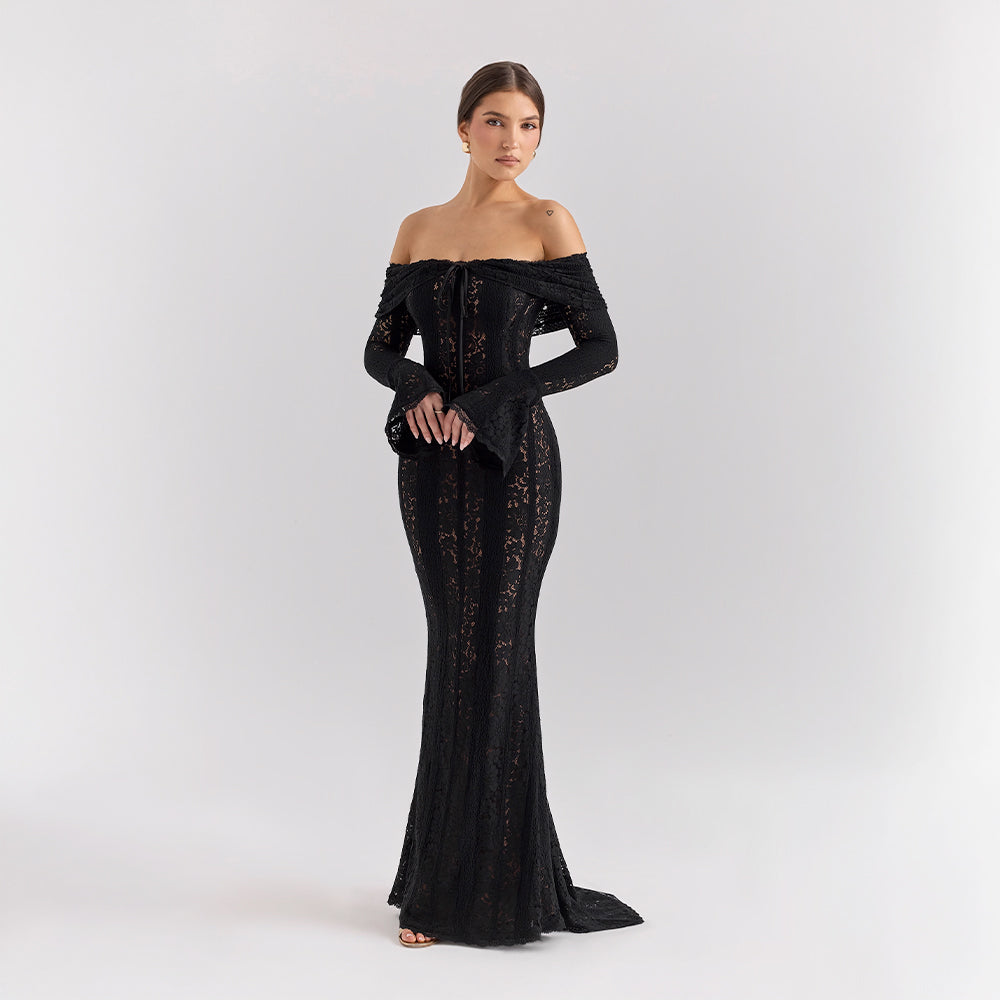Lissy | Women's Lace Off-Shoulder Bell-Sleeve Maxi Dress