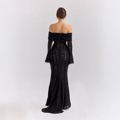 Lissy | Women's Lace Off-Shoulder Bell-Sleeve Maxi Dress