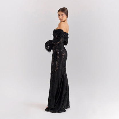 Lissy | Women's Lace Off-Shoulder Bell-Sleeve Maxi Dress